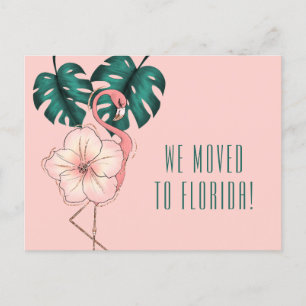Nach Florida Flamingo Monstera übertragen Leaf Pin Ankündigungspostkarte