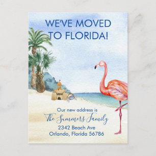 Nach Florida umgezogen Aquarell Strand Ozean Meer Ankündigungspostkarte