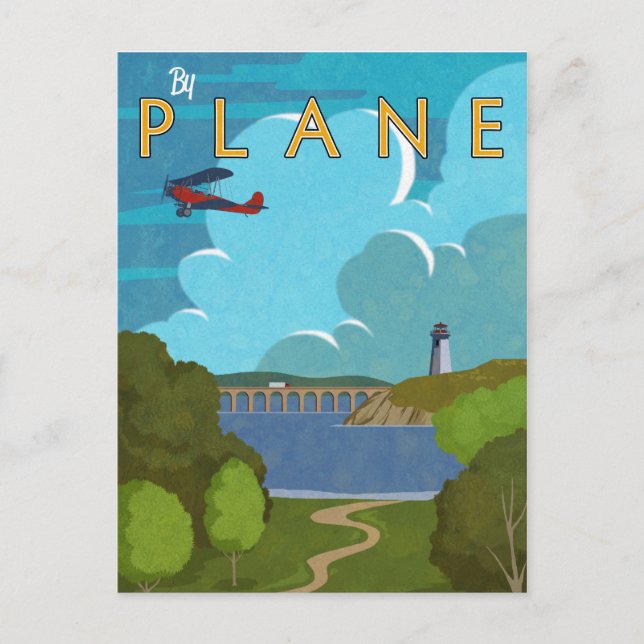 Nach Flugzeug Postkarte (Vorderseite)