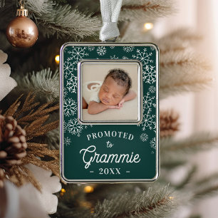 Nach Grammie befördert   Baby Foto Oma Rahmen-Ornament Silber