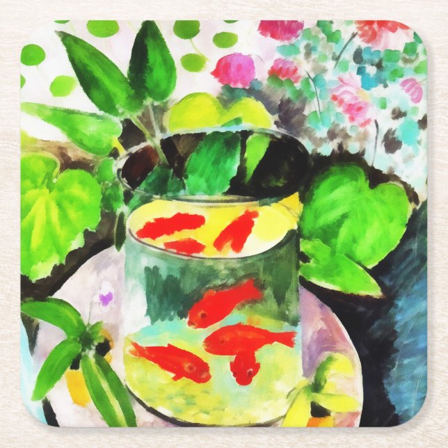 nach Henri Matisse, The Goldfish, digital zeichnen Rechteckiger Pappuntersetzer (Vorderseite)