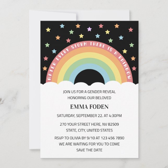 Nach jedem Sturm gibt es einen Regenbogen Einladung (Vorderseite)