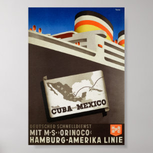 Nach Kuba und Mexiko HAPAG Vintage Poster 1935