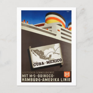 Nach Kuba und Mexiko HAPAG Vintage Poster 1935 Postkarte