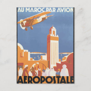 Nach Marokko mit dem Flugzeug Aeropostale, Vintage Postkarte