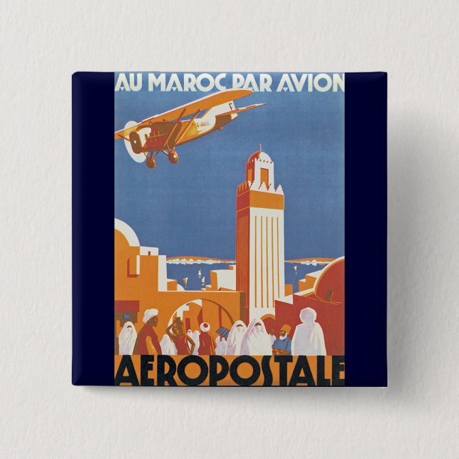 Nach Marokko mit dem Flugzeug Button (Vorderseite)