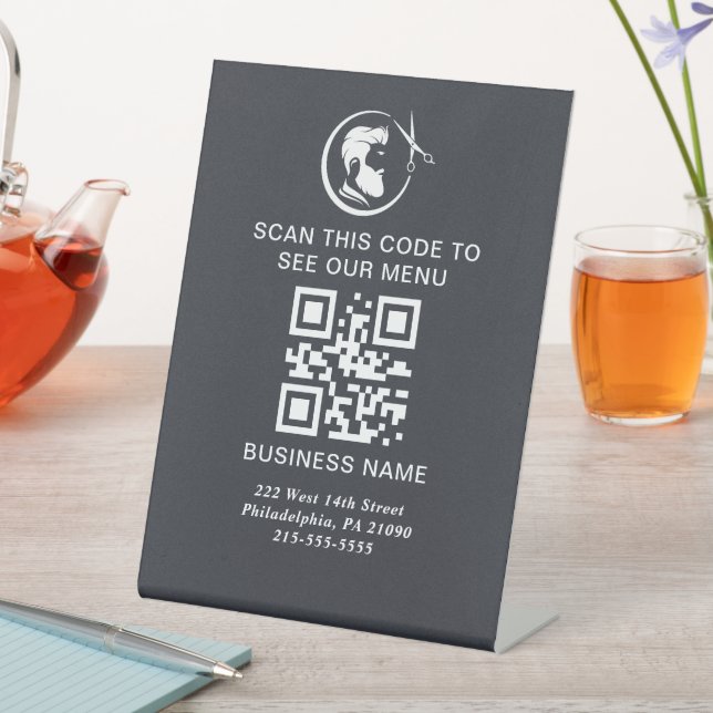 Nach Menü-QR-Code-Schild suchen | Webseite | Frise Sockelschild (In Situ)