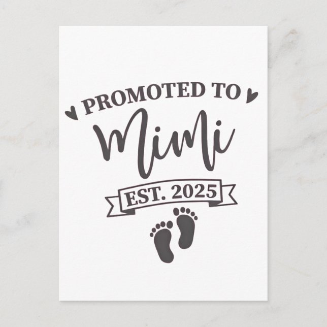 Nach Mimi Est befördert. 2025 Oma-to-be Einladungspostkarte (Vorderseite)