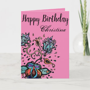 Nach Name Happy Birthday Blume Design anpassen Karte