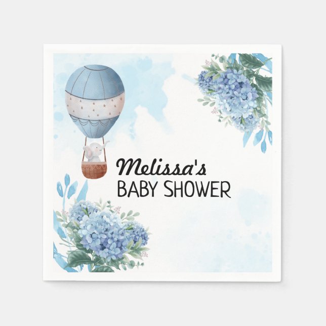 Nach oben und weg Elephant Heißluftballon nach Maß Serviette (Vorderseite)