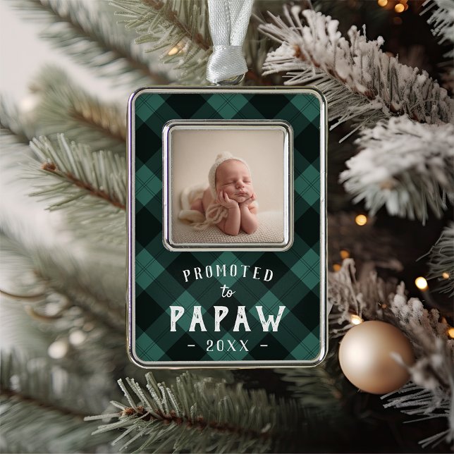 Nach Papaw befördert | Foto Grandpa Rahmen-Ornament Silber (Von Creator hochgeladen)