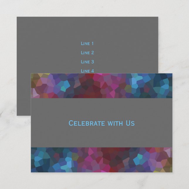 Nach Party Red Lila Blue Gray Abstract Design Einladung (Vorne/Hinten)