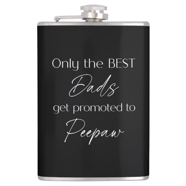 Nach Peepaw gefördert | Opa-Geschenk Schwarz & Wei Flachmann (Vorderseite)