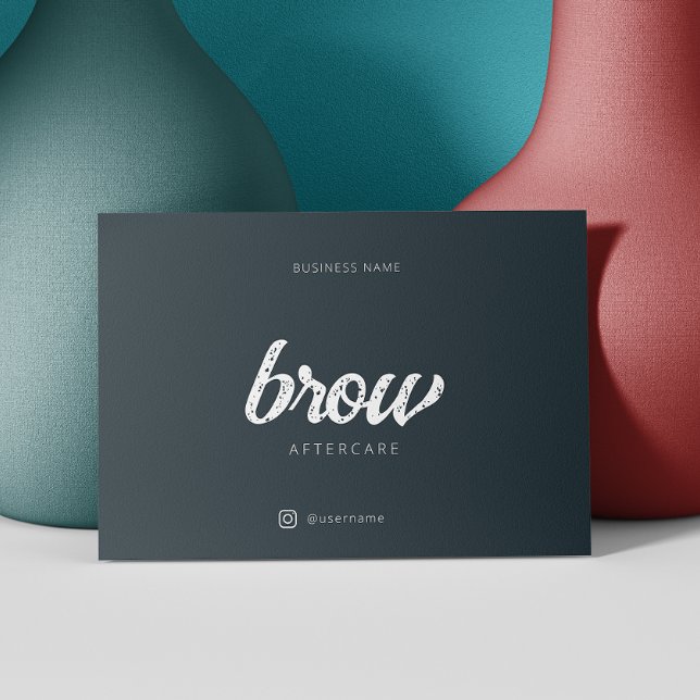 Nach Pflegeinstruktion einfache graue Browbar Visitenkarte (After Care Instruction Simple Grey Browbar Business Card)