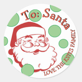 NACH SANTA AUS DEM PERSONALISIERTEN FAMILIENETIKET RUNDER AUFKLEBER