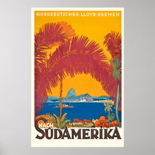 Nach Südamerika Vintage-Reiseposter Poster