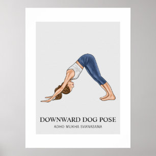 Nach-unten-schauende-Hunde-Haltung Yoga Fitness Fr Poster