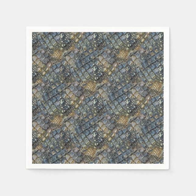 Nachahmung der Krokodilhaut. Tierdruck. Serviette (Vorderseite)