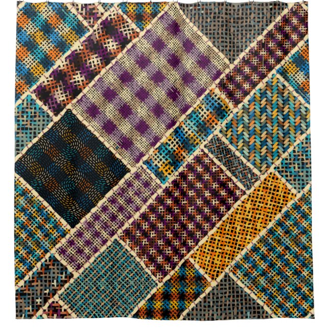 Nachahmung indianischer Patchwork-Muster mit Textu Duschvorhang (Vorderseite)