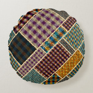 Nachahmung indianischer Patchwork-Muster mit Textu Rundes Kissen