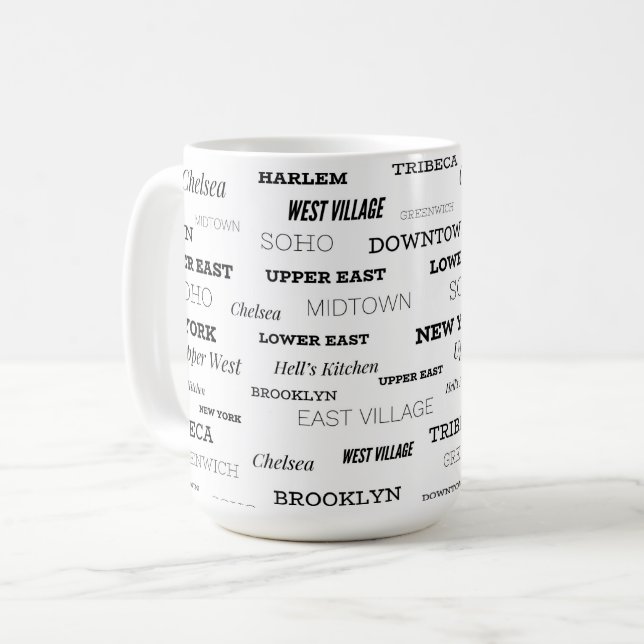 Nachbarländer von New York City Kaffeetasse (Vorderseite Links)