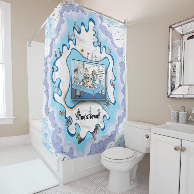 Nachbarn zum Abendessen | Party-Einladung Duschvorhang (Beispiel)