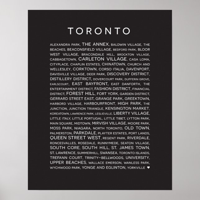 Nachbarschaften von Toronto Poster - Schwarz-Weiß (Vorne)