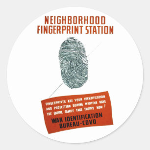 Nachbarschafts-Fingerabdruckstation Runder Aufkleber