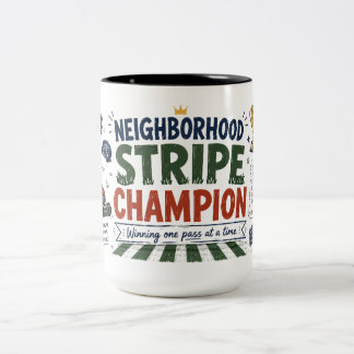 Nachbarschafts-Streifen-Champion-Rasen-Vater-Kaffe Zweifarbige Tasse