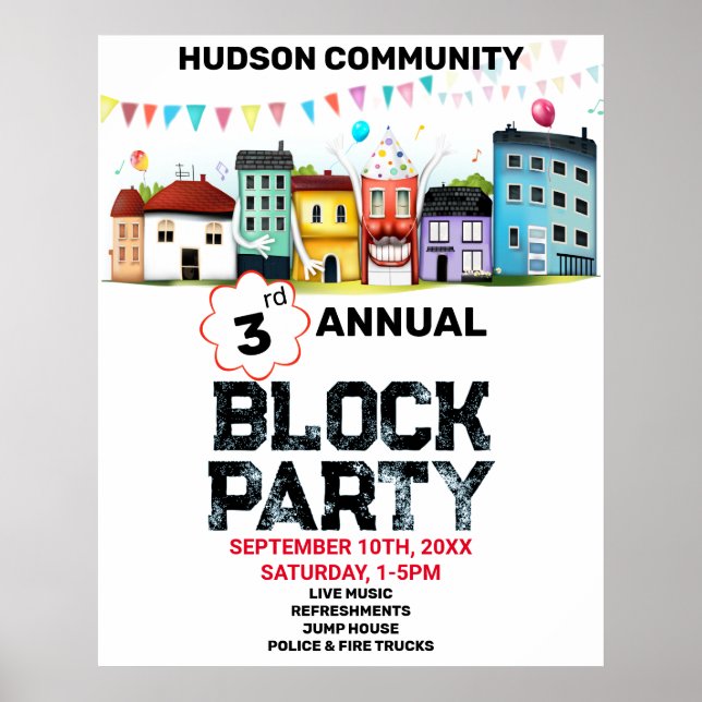Nachbarschaftsblock-Party Poster (Vorne)