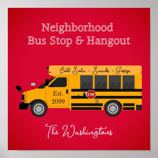 Nachbarschaftsbus Stopp & Hangout Poster Print (Vorne)