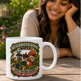 Nachbarschaftswache Lustiges Eichhörnchen Vogelbeo Kaffeetasse