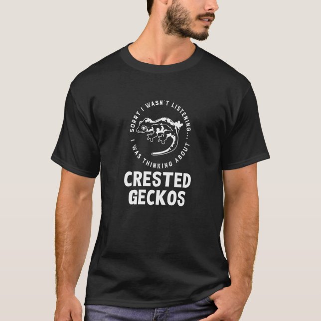 Nachdenken über Crested Geckos Süße Echse Wildlife T-Shirt (Vorderseite)