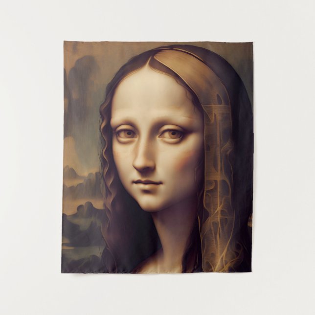 Nachdenkliche BOHO Mona Lisa Wandteppich (Vorderseite)
