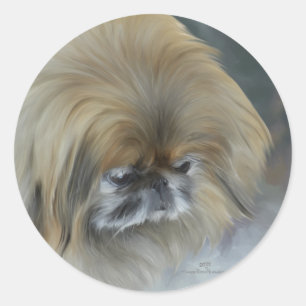 Nachdenklicher Pekinese Runder Aufkleber