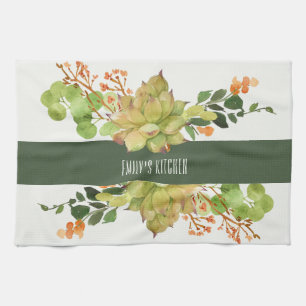 NACHFOLGENDER CACTUS ORANGE FLORAL WATERCOLOR GARD GESCHIRRTUCH