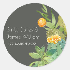 NACHFOLGENDES CACTUS FLORAL GARDEN WATERCOLOR MONO RUNDER AUFKLEBER