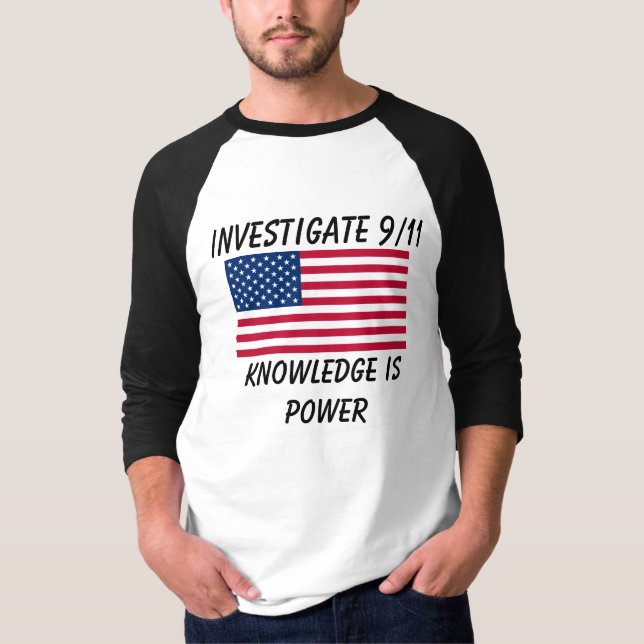 Nachforschen Sie 9/11 - USA-Flagge - Baseball-T - T-Shirt (Vorderseite)