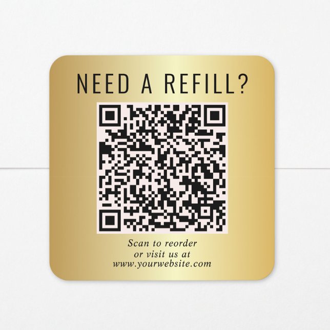 Nachfüll-QR-Code Gold Quadratischer Aufkleber (Von Creator hochgeladen)