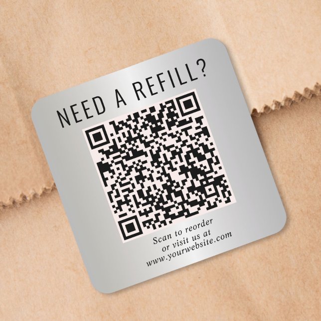 Nachfüll-QR-Code Silber Quadratischer Aufkleber (Von Creator hochgeladen)