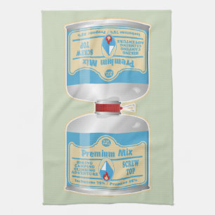 Nachfüllen von Gaskanistern für Lageröfen Geschirrtuch