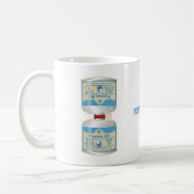 Nachfüllen von Gaskanistern für Lageröfen Kaffeetasse (Links)