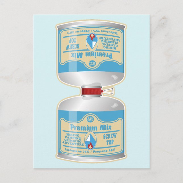 Nachfüllen von Gaskanistern für Lageröfen Postkarte (Vorderseite)