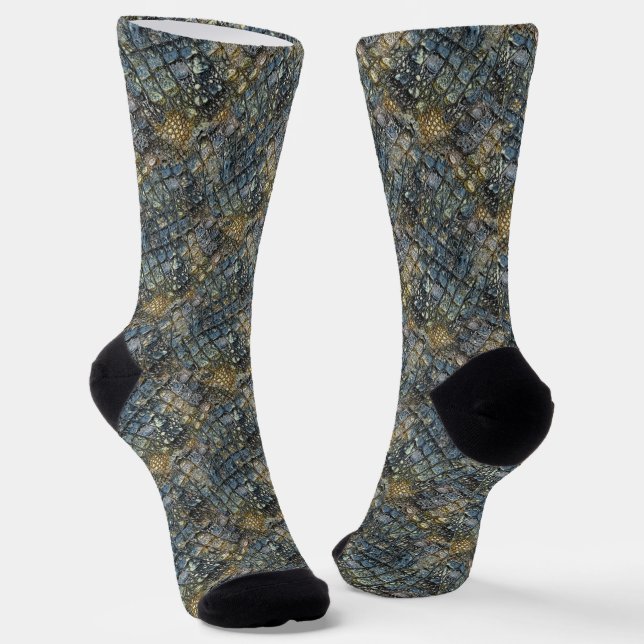Nachgeahmte Krokodilhaut. Tiermuster. Socken (Gewinkelt)