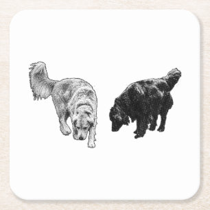 Nachglow Dot Sip — Retriever Duo Rechteckiger Pappuntersetzer