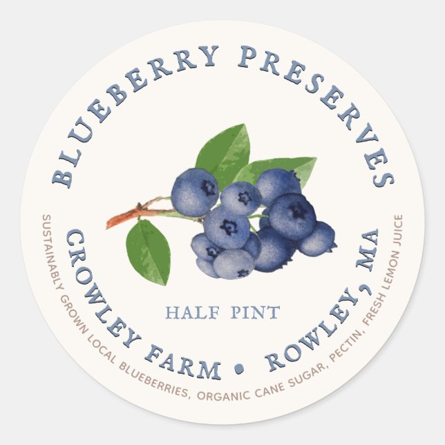 Nachhaltig gezüchtete lokale Blueberry-Reserven Runder Aufkleber (Vorderseite)