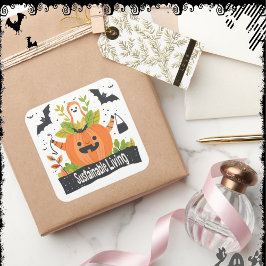 NachhaltigesLeben | ExDesigner | Halloween Quadratischer Aufkleber