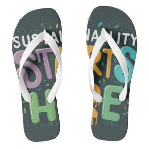 Nachhaltigkeit fängt hier an: mehrfarbige Schuhe d Flip Flops