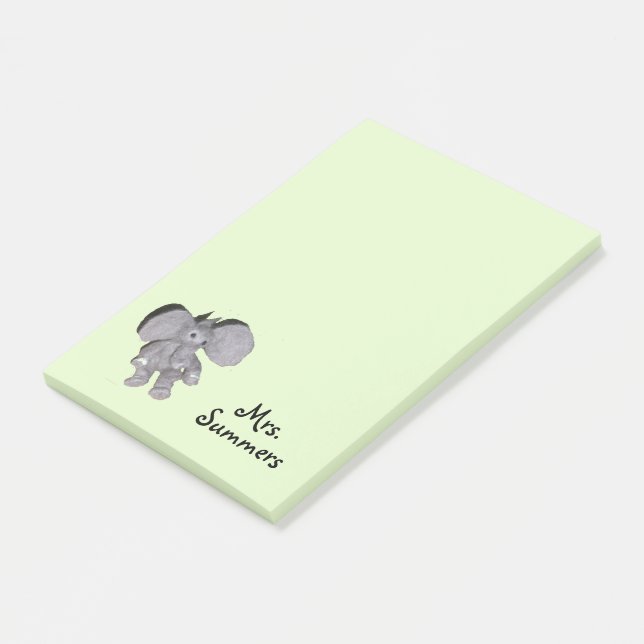 Nachhinweis - Baby Elephant und Name Post-it Klebezettel (angewinkelt)