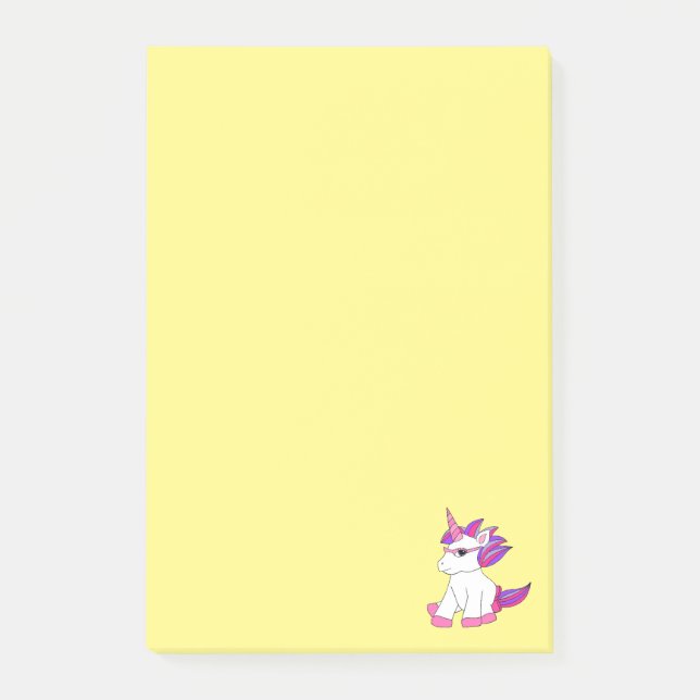 Nachhinweise mit niedlichem Einhorn mit Brillen Post-it Klebezettel (Vorderseite)